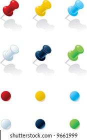 Vector illustration: Push-pins of various colors