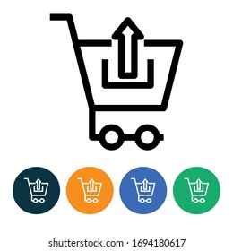 vector illustration put out cart icon or logo with 4 variations background, black color, line design style
