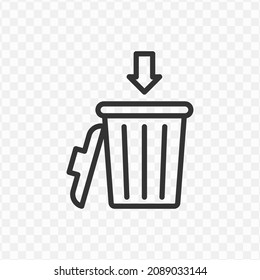 Vector Illustration Of Put In Trash Icon In Dark Color And Transparent Background(png).