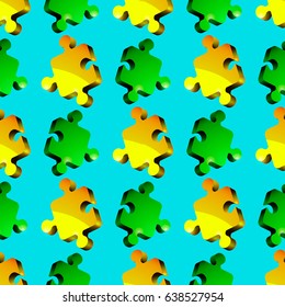 Vector illustration of puzzle 3d yellow and green pattern.