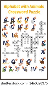 Vector Illustration of puzzle crossword in Animal alphabet
