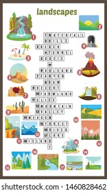 Vector Illustration of puzzle crossword in Landscapes