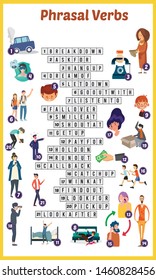 Vector Illustration Of Puzzle Crossword In Phrasal Verb