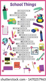 Vector Illustration of puzzle crossword in School things