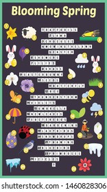 Vector Illustration of puzzle crossword in Spring