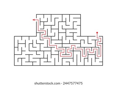 Vector illustration. Puzzle game. Rectangular labyrinth with entrance and exit.
