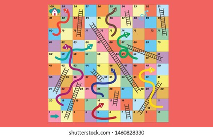 Vector illustration of Puzzle game Snake ladder