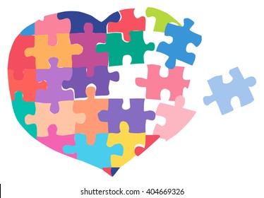 Vector illustration of puzzle heart.
