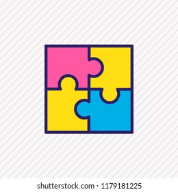 Vector illustration of puzzle icon colored line. Beautiful trade element also can be used as jigsaw icon element.