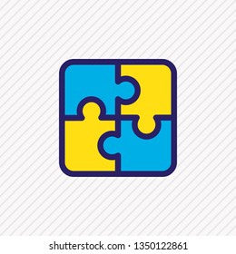 Vector illustration of puzzle icon colored line. Beautiful hobby element also can be used as jigsaw icon element.