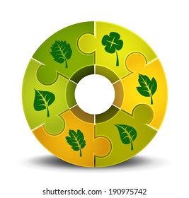Vector illustration of puzzle with leaves.