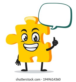 vector illustration of puzzle mascot or character says with blank balloon speech