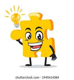 vector illustration of puzzle mascot or character got idea