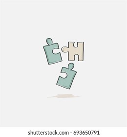 Vector illustration puzzles. The concept of teamwork. Work icon