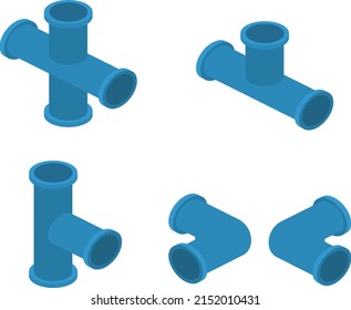 Vector illustration of a PVC pipe joint. steel pipe fittings