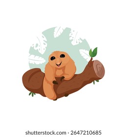 Ilustração vetorial de um tamanduá pigmeu sentado em um galho de árvore. Cartoon estilo bonito.