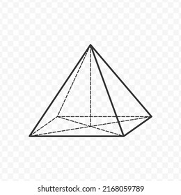 Vector illustration of pyramid 3D geometric shapes in dark color and transparent background(png).