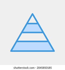Vector illustration of pyramid chart icon in blue style for any projects, use for website mobile app presentation