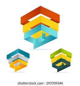 Vector illustration pyramid chart isometric templates with options set