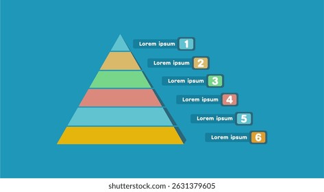 Ilustración vectorial de la Plantilla de la infografía de la pirámide con 6 Elementos sobre fondo gris.