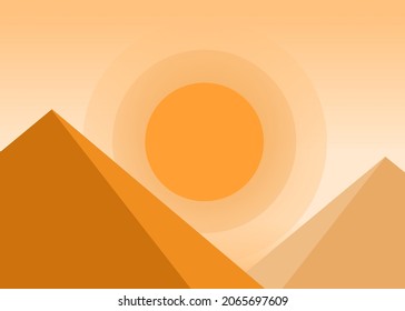 Vector illustration of a pyramid view at night.