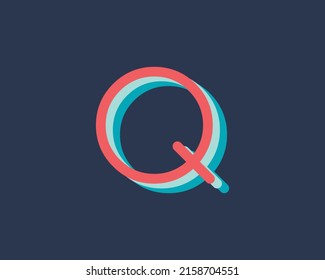 Vektorgrafik eines "Q"-Brieflogos mit einem Monogramm- und mehrfarbigem Konzept