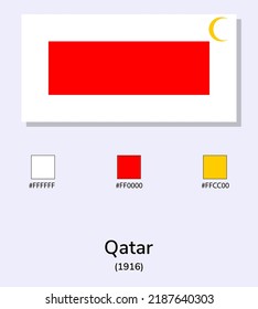 Vector Illustration of Qatar (1916) flag isolated on light blue background. Illustration Qatar (1916) flag with Color Codes. As close as possible to the original. ready to use, easy to edit. 
