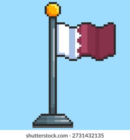 Ilustración vectorial de la bandera de Qatar con diseño de arte de píxeles, perfecto para diseños temáticos de activos de juego