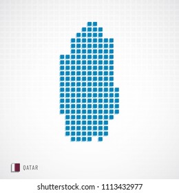 Vector illustration of Qatar map dotted basic shape icons and flag