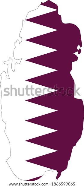 Vector Illustration Qatar Map Flag Stock Vector Royalty Free 1866599065 