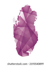 vector illustration of Qatar map with purple colored geometric shapes