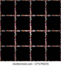 Vektorgrafik. Quadrat-Frames-Doodles. Illustration in neutralen, schwarzen und orangefarbenen Farben. Nahtloses Muster.