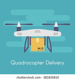 Vector illustration of quadrocopter or drone. Concept for quadrocopter delivery. 