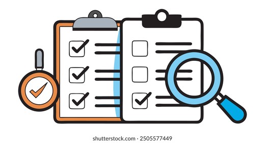 Ilustración vectorial de un icono de lista de control de calidad.