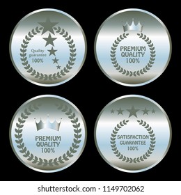 Vector illustration of Quality guarantee 100. Satisfaction guarantee. 5 stars