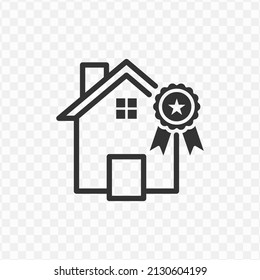 Vector illustration of quality house icon in dark color and transparent background(png).