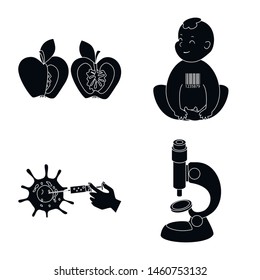 Vector illustration of quality and laboratory symbol. Set of quality and genetically stock symbol for web.