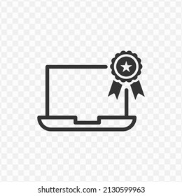 Vector illustration of quality laptop icon in dark color and transparent background(png).