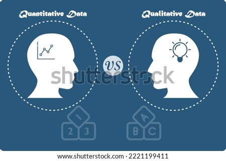 Vector illustration of Quantitative versus Qualitative Data with icons Foto d'archivio © 