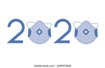 Vector illustration Quarantine  Coronavirus Pandemic 2020 year Protect medical mask COVID-19 Stop  virus Danger 2019-nCoV Outbreaks of influenza. Worldwide threat of infection. Health risk