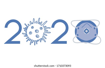 Vector illustration Quarantine  Coronavirus Pandemic 2020 year Protect medical mask COVID-19 Stop  virus Danger 2019-nCoV Outbreaks of influenza. Worldwide threat of infection. Health risk