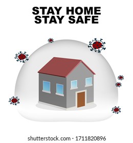 Vector illustration quarantine motivational poster Coronavirus stay home stay safe.