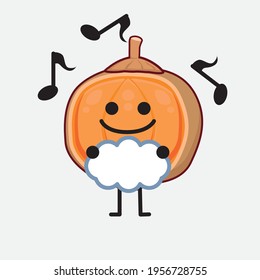 Vector Illustration of Quararibia Cordata Fruit Character with cute face, simple hands and leg line art on Isolated Background. Flat cartoon doodle style.