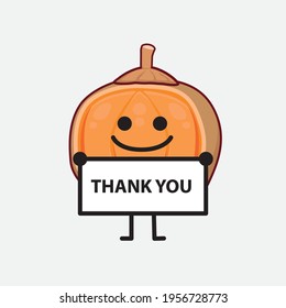 Vector Illustration of Quararibia Cordata Fruit Character with cute face, simple hands and leg line art on Isolated Background. Flat cartoon doodle style.