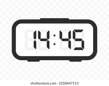 Vector illustration of quarter to fifteen digital clock icon sign and symbol. colored icon for website design .Simple design on transparent background (PNG).