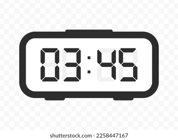 Vector illustration of quarter to four digital clock icon sign and symbol. colored icon for website design .Simple design on transparent background (PNG).