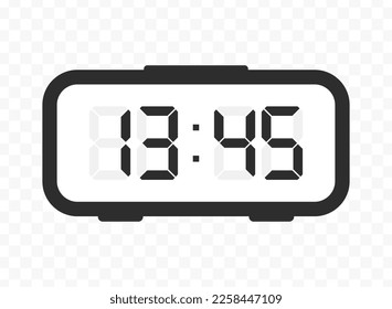 Vector illustration of quarter to fourteen digital clock icon sign and symbol. colored icon for website design .Simple design on transparent background (PNG).
