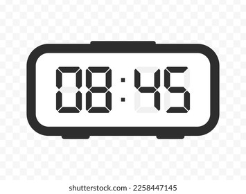 Vector illustration of quarter to nine digital clock icon sign and symbol. colored icon for website design .Simple design on transparent background (PNG).