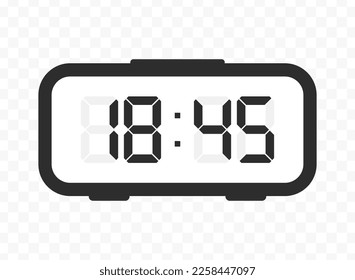 Vektorgrafik von viertel bis neunzehn Digitaluhr Symbol Zeichen und Symbol. farbiges Symbol für Website-Design. Einfaches Design auf transparentem Hintergrund (PNG).