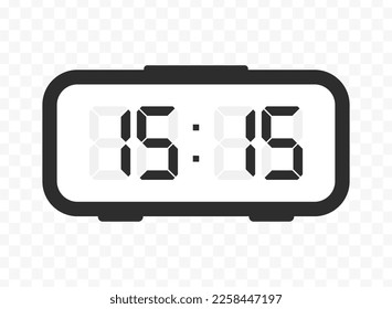 Vector illustration of quarter past fifteen digital clock icon sign and symbol. colored icon for website design .Simple design on transparent background (PNG).